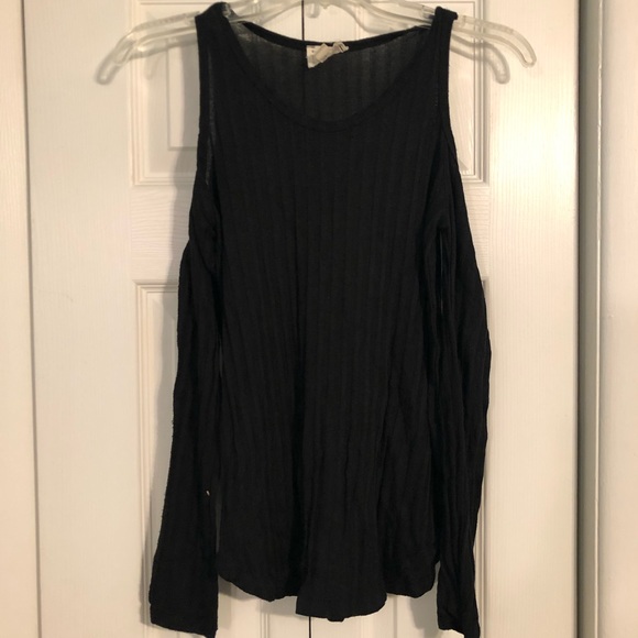 LA Hearts Pacsun Black Cold Shoulder Sheer Top - Picture 1 of 4
